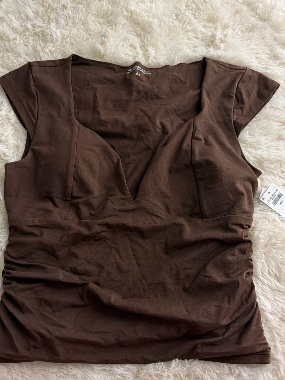 Abercrombie & Fitch Brown V-Neck Cap Sleeve Top